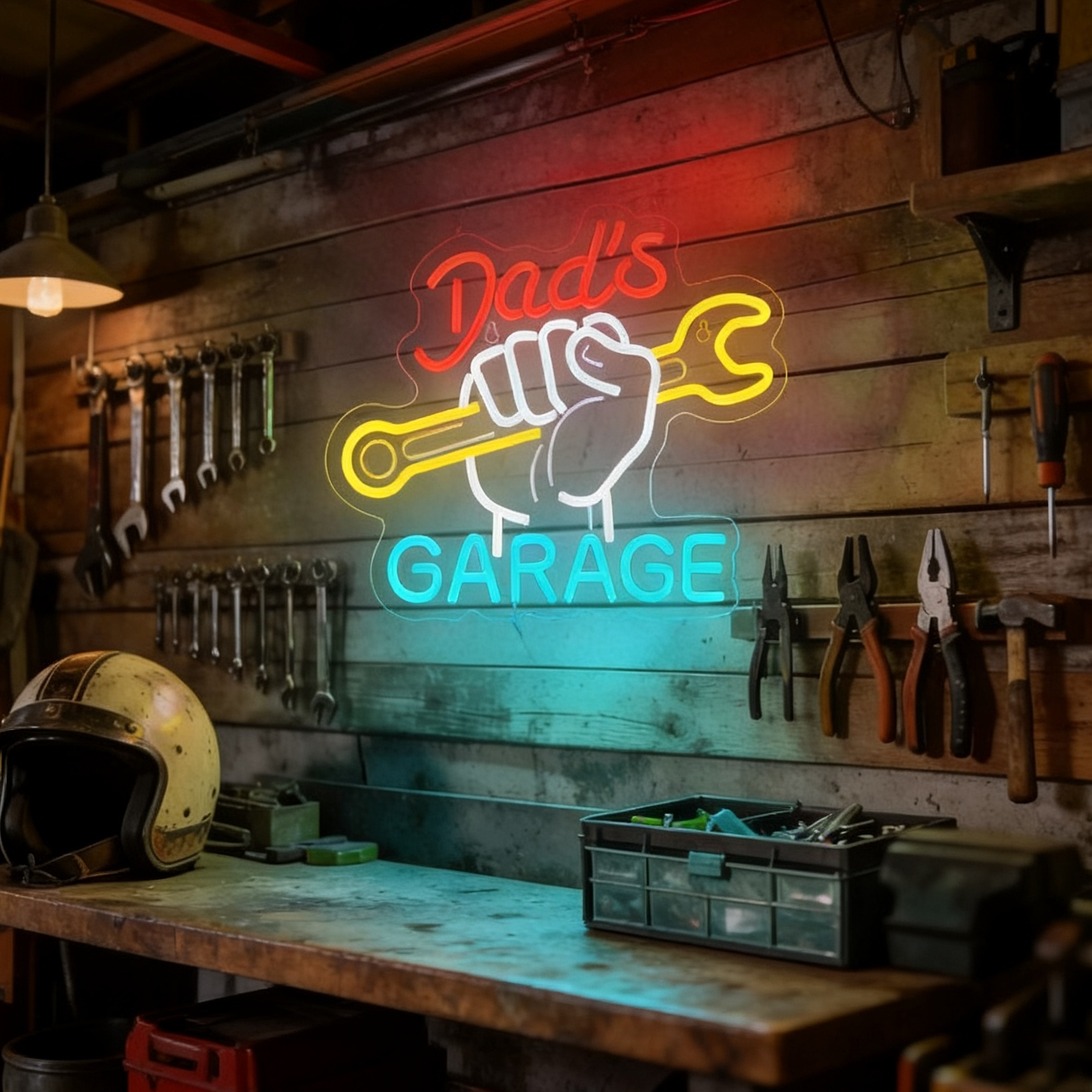 Dad's Garage Neon Sign LED Wal – Auto Repair Shop Open Today recenzja i cena