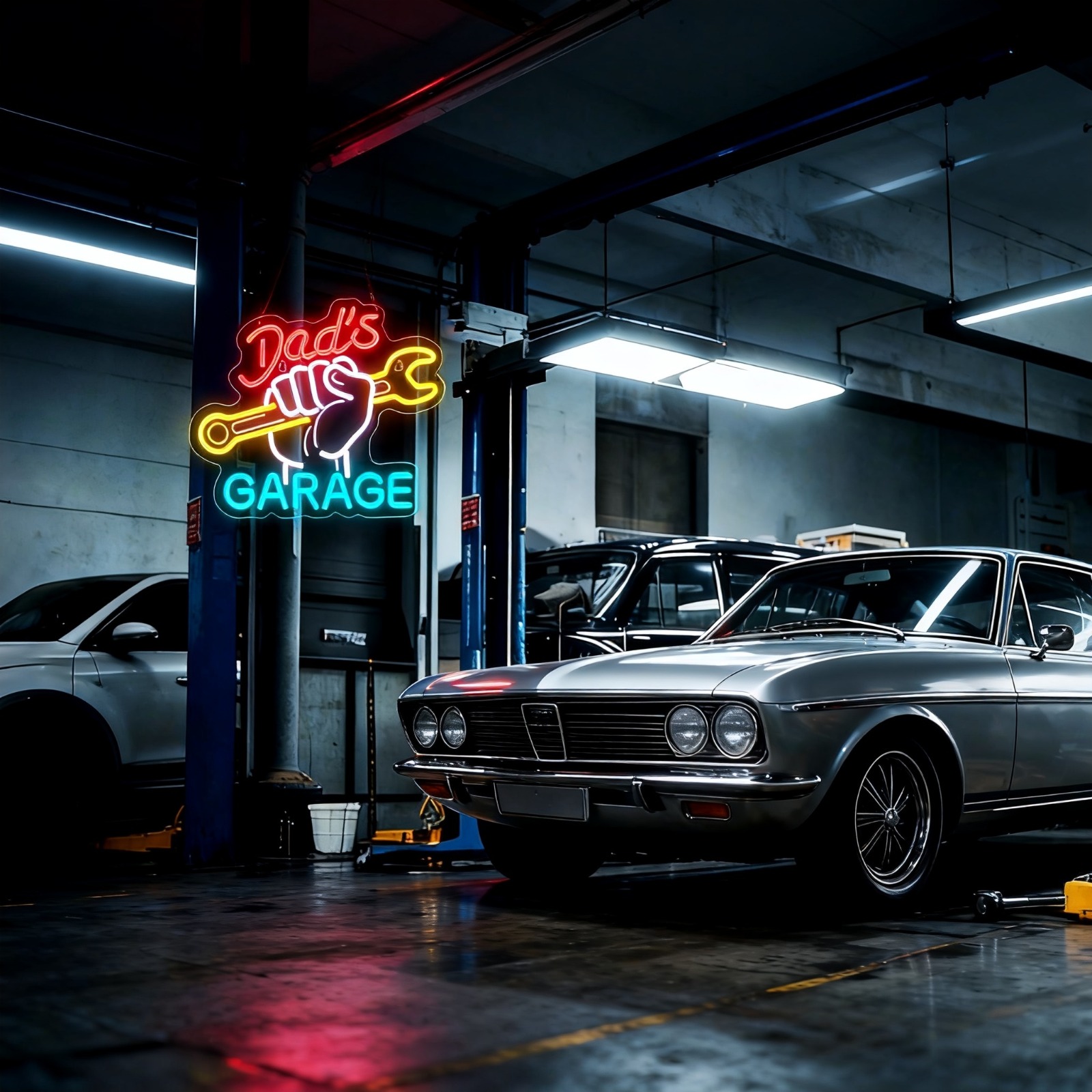 Dad's Garage Neon Sign LED Wal – Auto Repair Shop Open Today recenzja i cena